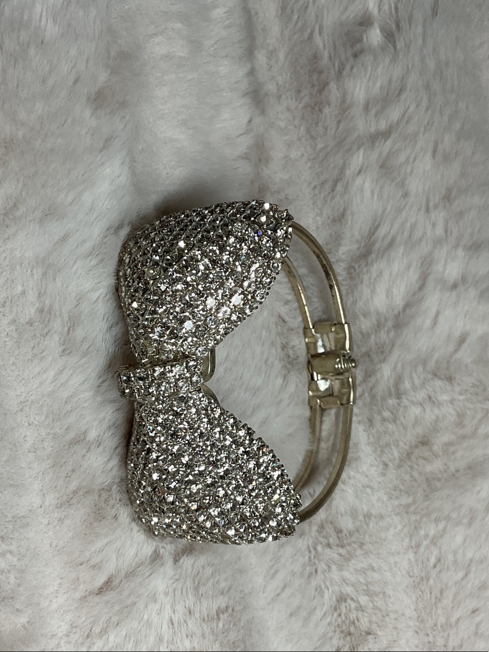 Rhinestone Bow Cuff Bracelet - Sparkling Statement